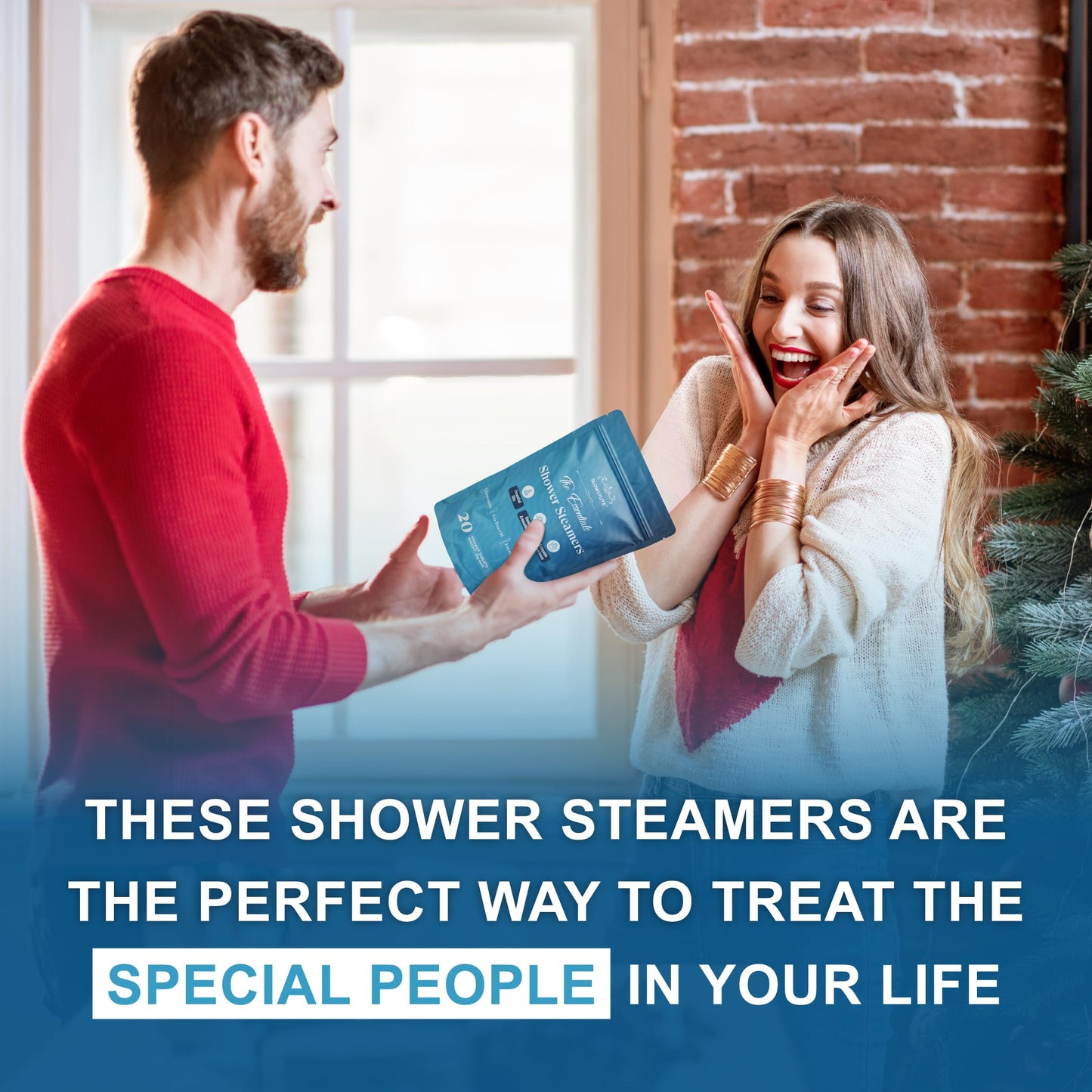 GLOWLYLITE Shower Steamers Aromatherapy | 20 Pack Shower Steamers for Women & Men, Essential Oils for Stress Relief, Self Care, Gifts for Mom, Birthday, Stocking Stuffers & Christmas (Blue)