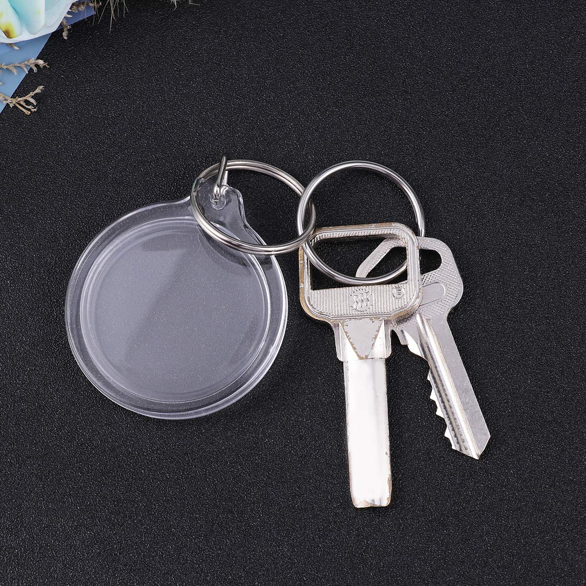 SUPVOX Acrylic Keychain - 100pcs Circular Blank Transparent Photo Frame Keyring