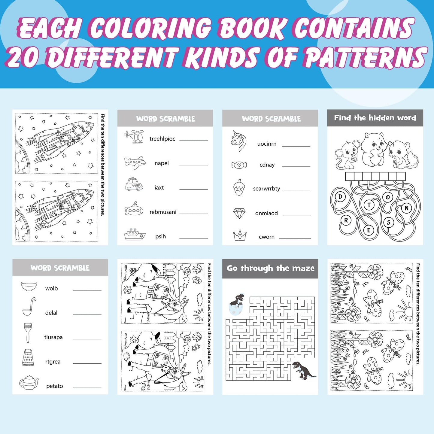 Hungdao 48 Pcs Mini Activity Books for Boys and Girls, Fun and Games, Challenging Activities Include Mazes, Word Scramble and More Bulk Gifts for Students Party Classroom