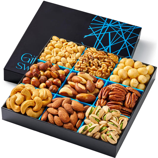 Nuts Gift Basket - Freshly Roasted And Natural Mixed Nut Gift Box - Gourmet Healthy Food Gift for Men/Women - Gourmet Gift, Healthy Gourmet Snack Box for Birthday, Thank You, Congratulations, Corporate, Get Well Soon, Care Package
