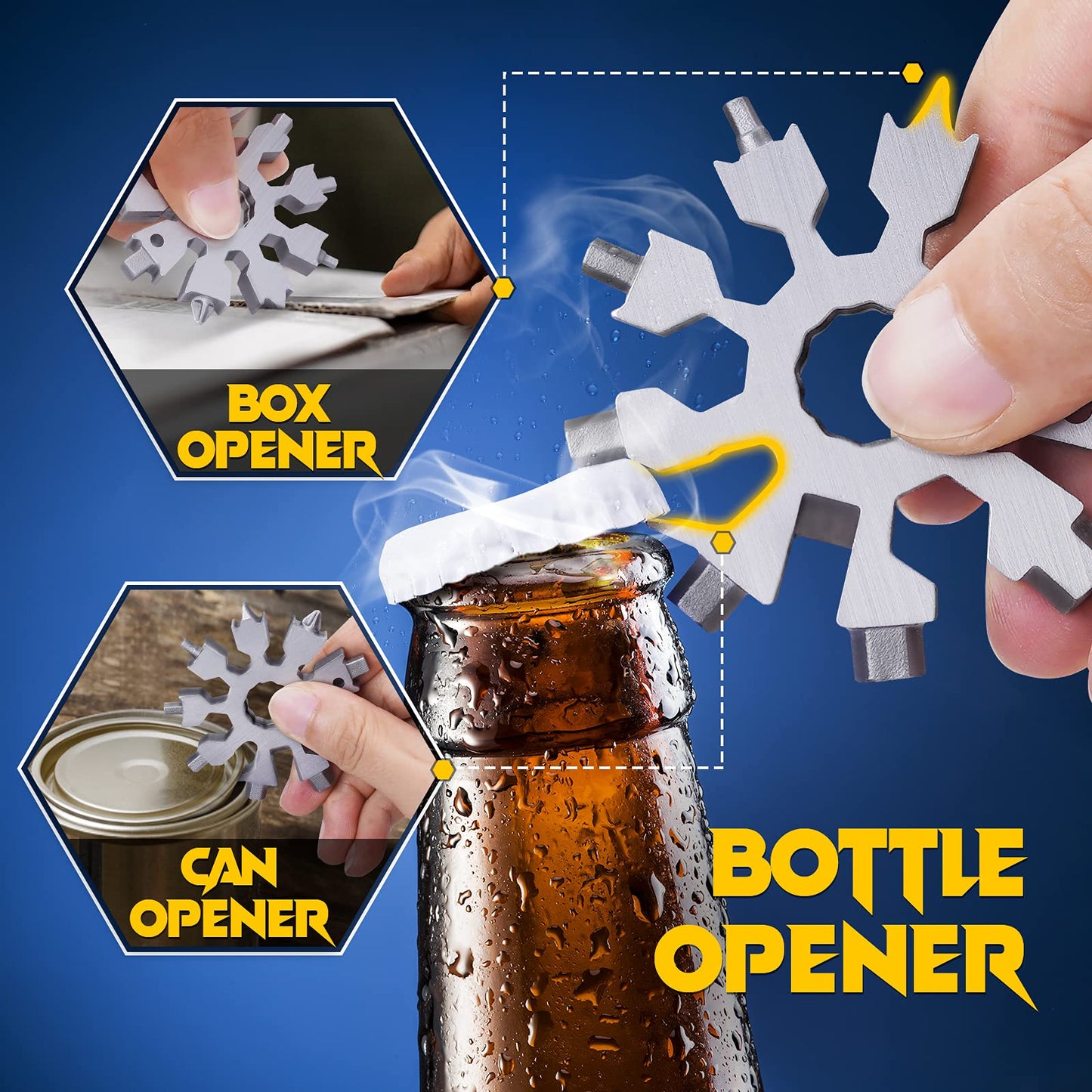 Christmas Stocking Stuffers for Women - Snowflake Multi Tools for Men, 20 in 1 Multitool Unique Cool Stuff Ideas Gadgets Gifts for Men Who Have Everything, Mini Portable Screwdriver Bottle Opener