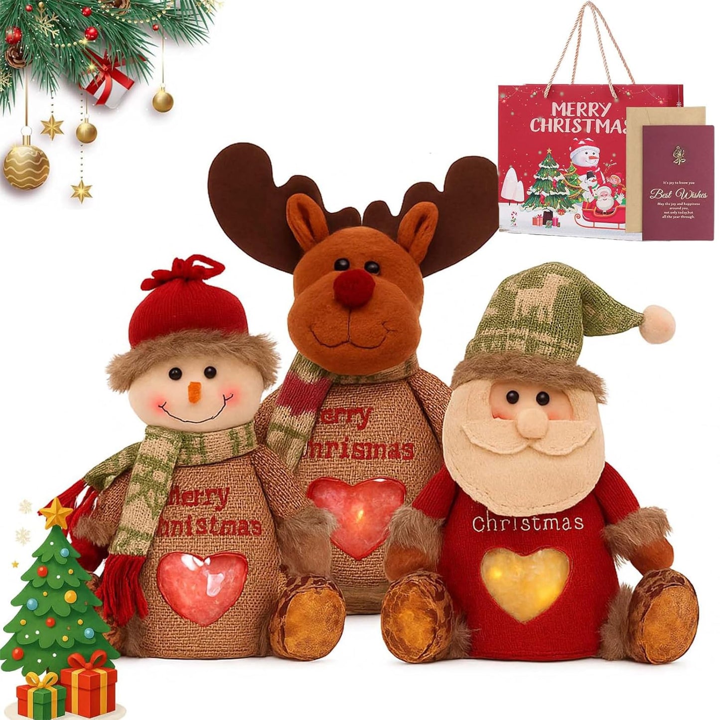 Nebulunch Christmas Gift Bags Zipper Design, 2026 New Christmas Zipper Gift Bags, Large Fabric Gifts Bags, Reusable Christma Bags With Santa Snowman Style For Presents Candy Fruit (3 PCS)