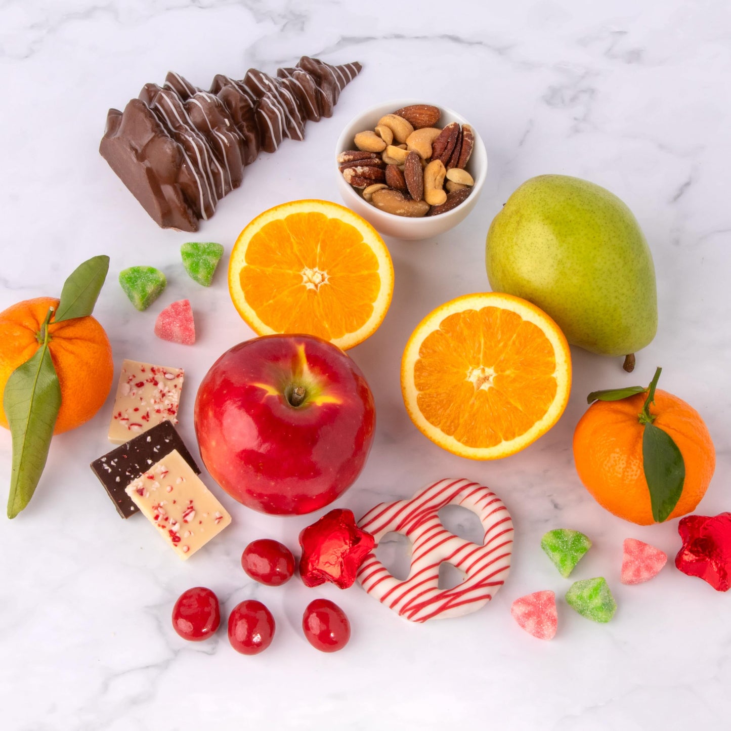 Holiday Chocolate, Nuts & Fresh Fruit Gift Basket