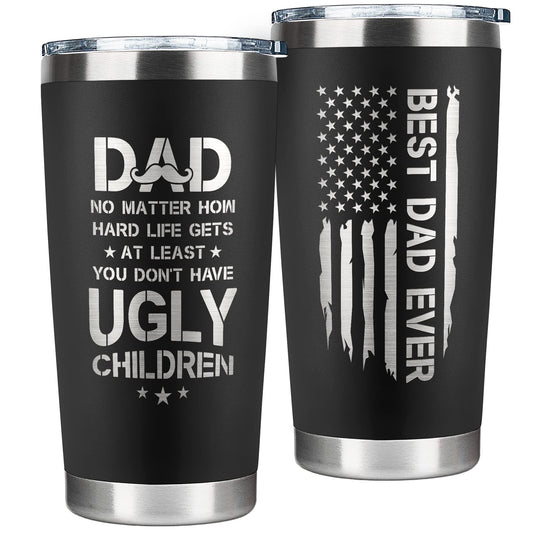 KATLADIZ Gifts for Dad from Daughter, Son - Fathers Day Gift for Dad - Birthday, Father's Day, Christmas Gifts for Dads - New Papa Daddy Stepdad Ideas for Men - 20 Oz Stainless Steel 2-sided Tumbler