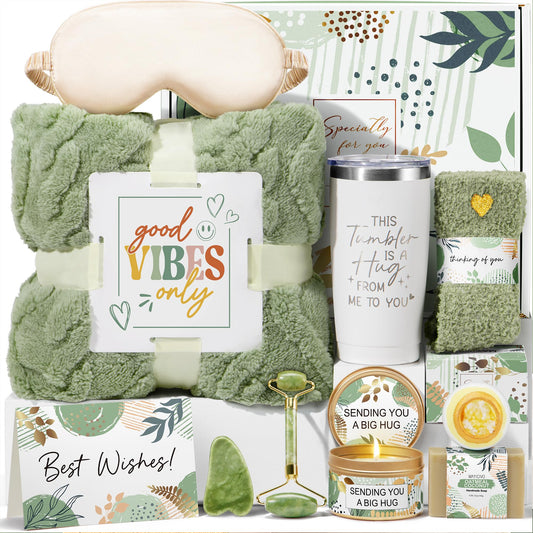 Self Care Gifts for Women Get Well Soon Gifts Basket, Birthday Gifts for Women Care Package Relaxing Spa Gifts Thinking of You Gifts w/ Blanket, Unique Mothers Day Gifts for Mom Her Friend Sister Wife