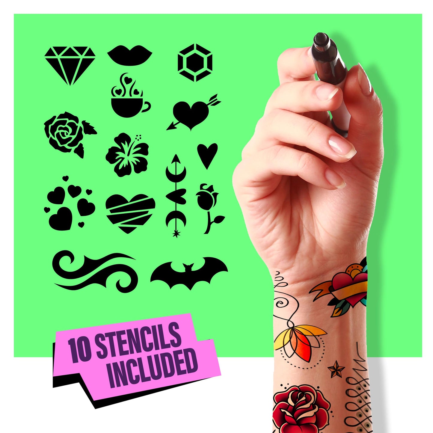 Pretty Me Temporary Tattoos Markers - Henna Body Tattoo Kit for Girls & Adults - Skin Pens for Teen Girl Gifts Trendy Stuff - 12 + Year Old - Cool Birthday Gift Ideas Teens 12 13 14 15 16 17 18 Tween