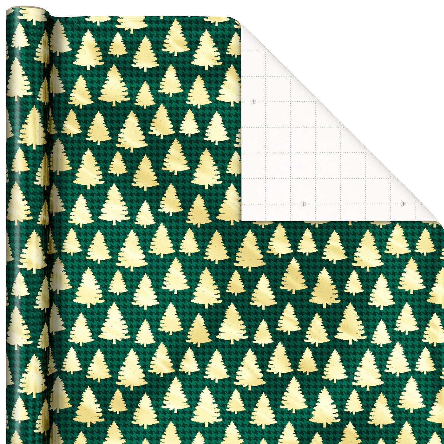 Hallmark Foil Christmas Wrapping Paper with Cut Lines on Reverse (3 Rolls: 60 sq. ft. ttl) Classic Santa Claus, Gold Merry Christmas, Green Plaid with Gold Trees