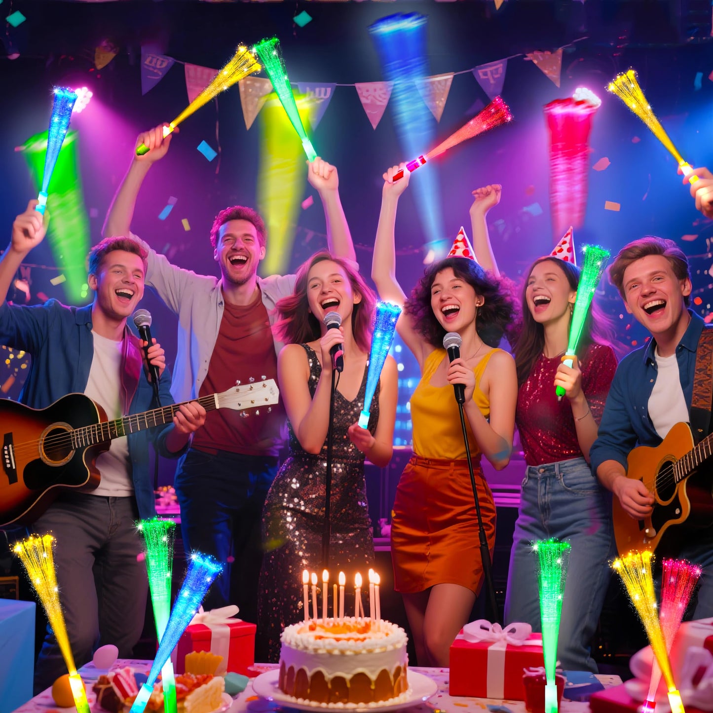 Glow Fiber Optic Wands Glow Sticks Bulk Party Pack,Glow in The Dark Party Supplies Favor Flashing Light Up Sticks for Birthday Holiday Party Wedding Halloween Christmas New Year's Eve 2026(36)