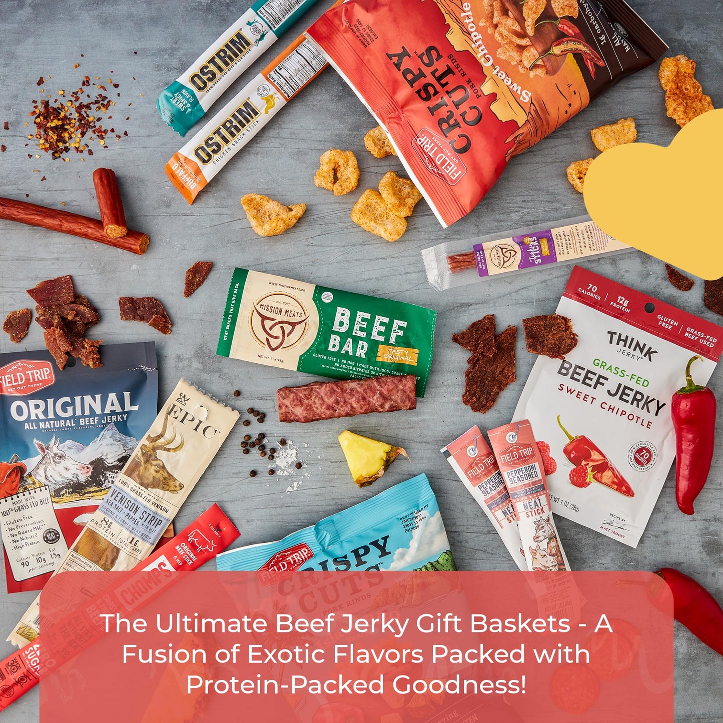 Beef Jerky Gift Basket For Men - Exotic Jerky Variety Pack, Delicious Protein-Packed Snack Box for Dad, Husband - Birthday, Holiday Food Treats for Adults - Unique Food Gifts for Men Who Want Nothing