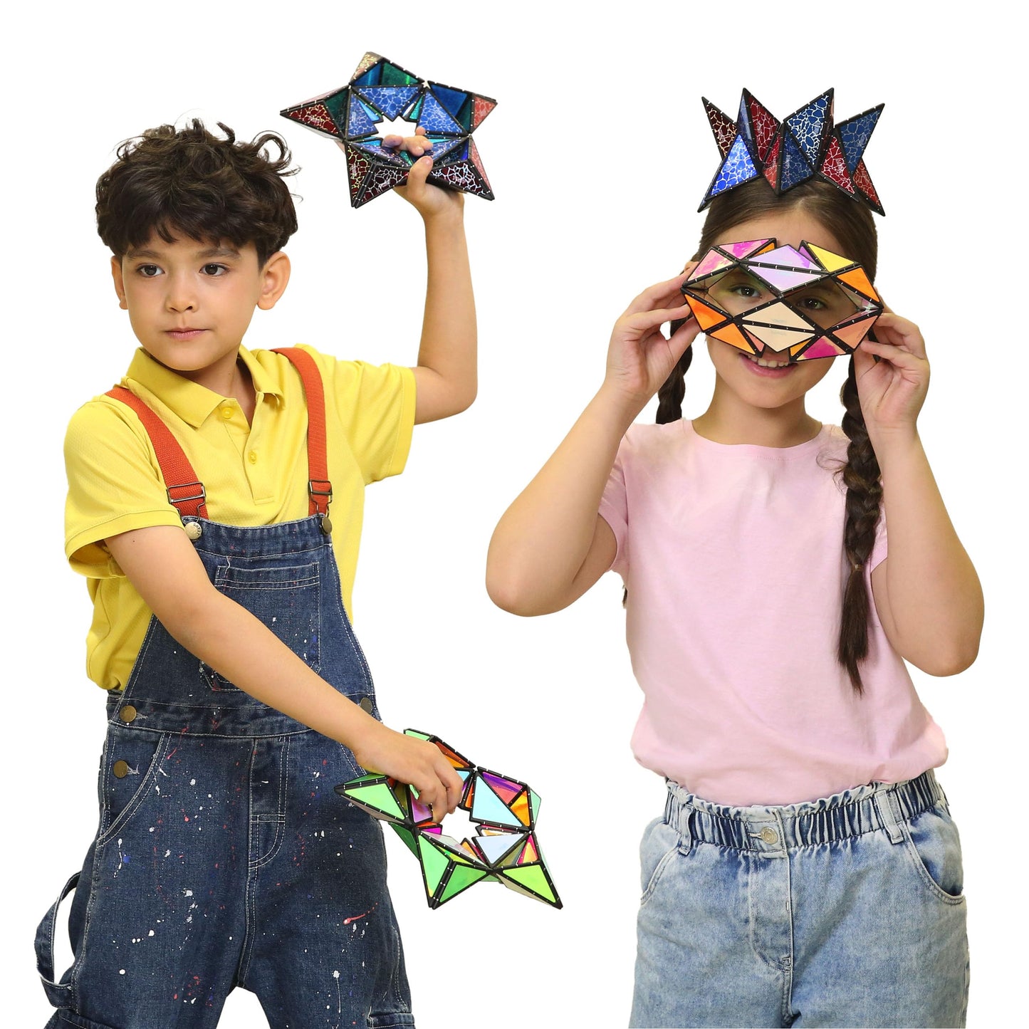 TOSY Magnet Pyramid Stone - 1 Cube Transforms into 1 Billion Shapes, 14 pcs (12 Puzzle pcs and 2 Accessories), 243 Rare Earth Magnets, Holographic Design Magnet Tiles Creative Puzzle STEM/STEAM Toy