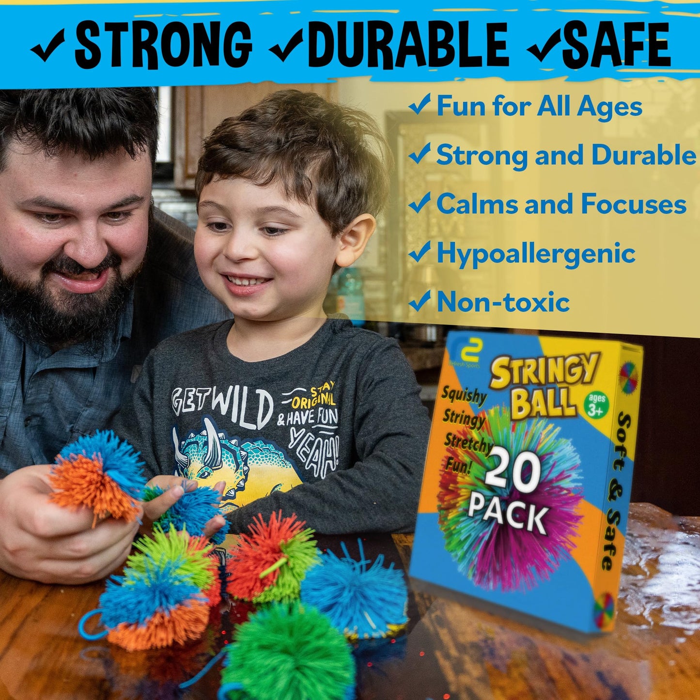 Stringy Balls Fidget Toys - Original Soft & Stretchy Bulk 20 Pack for All Ages - Sensory Toys for Kids Ages 5-7 Monkey String Stringy Balls 90s Games & Sensory Games - Bulk Fidgets for Kids