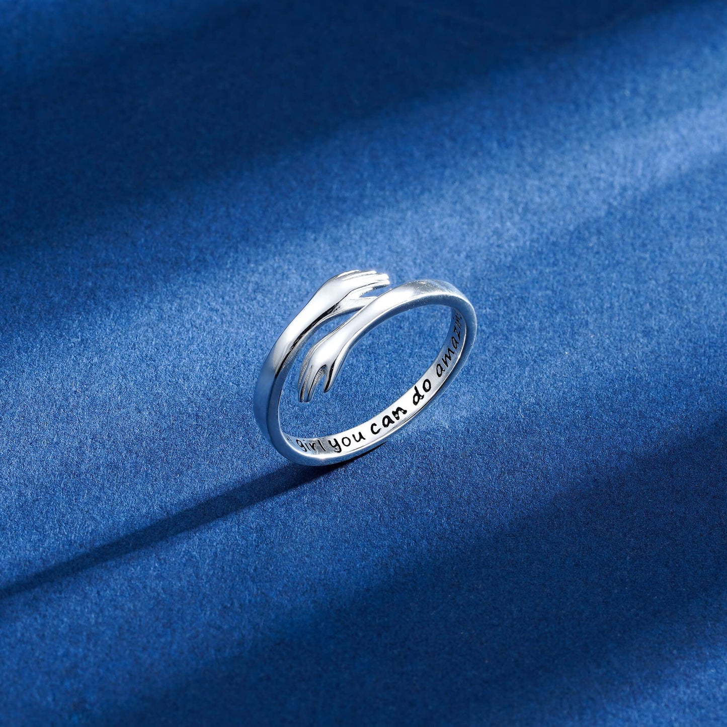 Yesteel Sterling Silver Hug Rings Jewelry for Teen Girls Kids, Inspirational Gifts for Teen Girls Kids Gifts for Teenage Girl, Valentines Birthday Day Gift for Girl Daughter