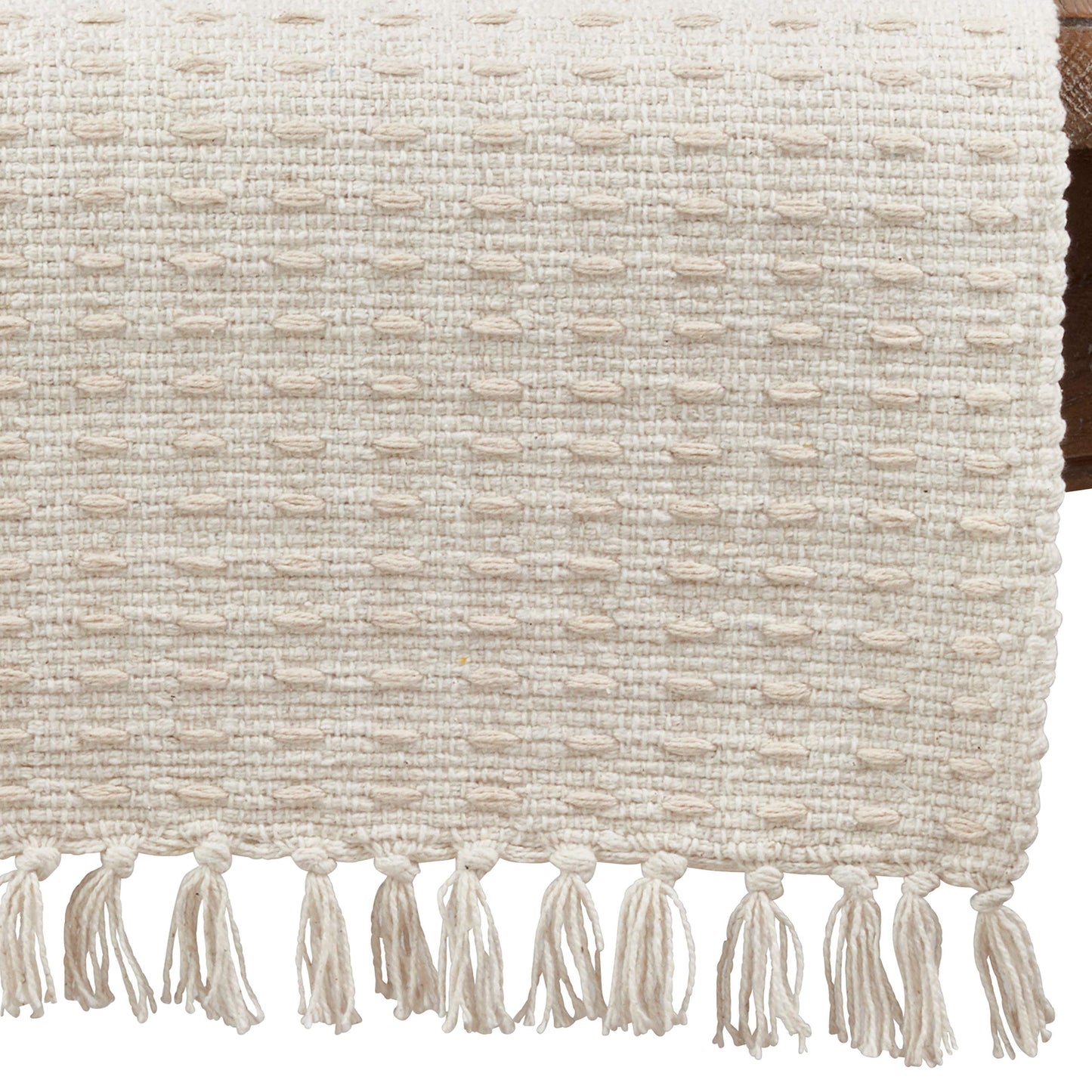 SARO LIFESTYLE Dashed Woven Table Runner, 16"x72", Natural