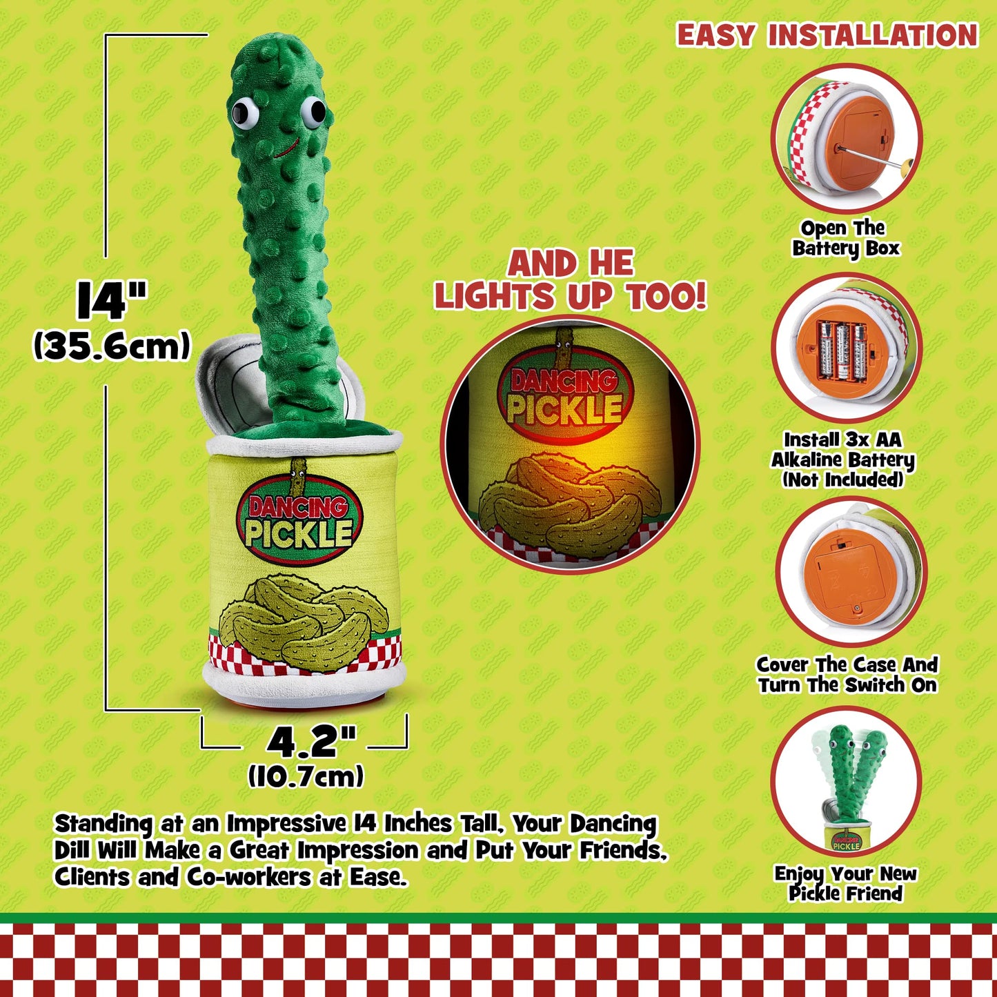 Gagster Dancing Pickle – Sings, Repeats What You Say & Tells Jokes – Hilarious Electronic Yodeling Pickle – Dance, Weird Random Stuff for Anyone Who Loves Funny Gag Gifts